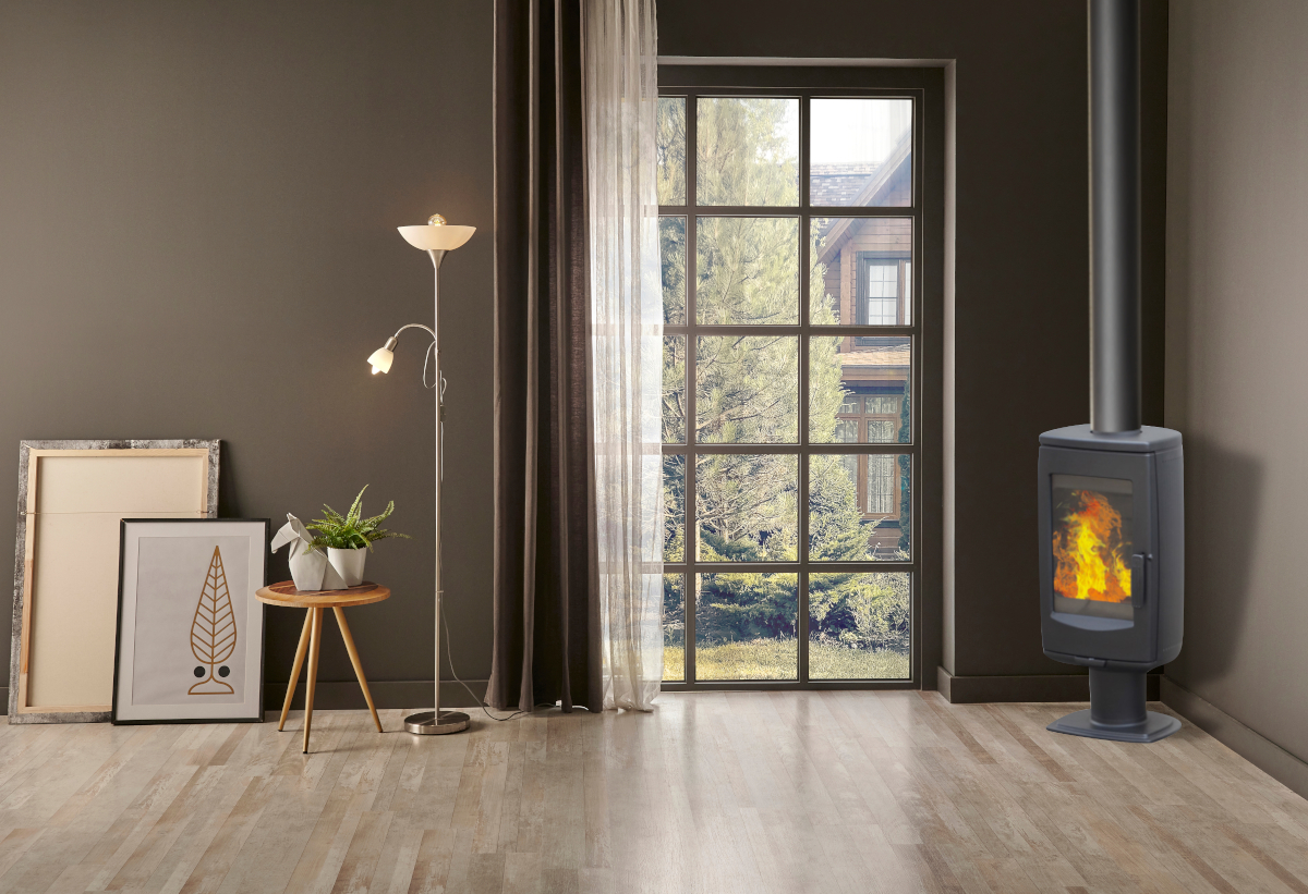 H σόμπα σε έναν χώρο.